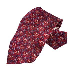 Salvatore Ferragamo Silk Men's Loop Abstract Pattern Vintage Necktie Red Italy